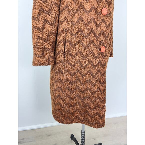 True Vintage Rare 60s 70s Penny Lane Coat Jacket Large Fur Collar Boho Knit - Picture 4 of 16